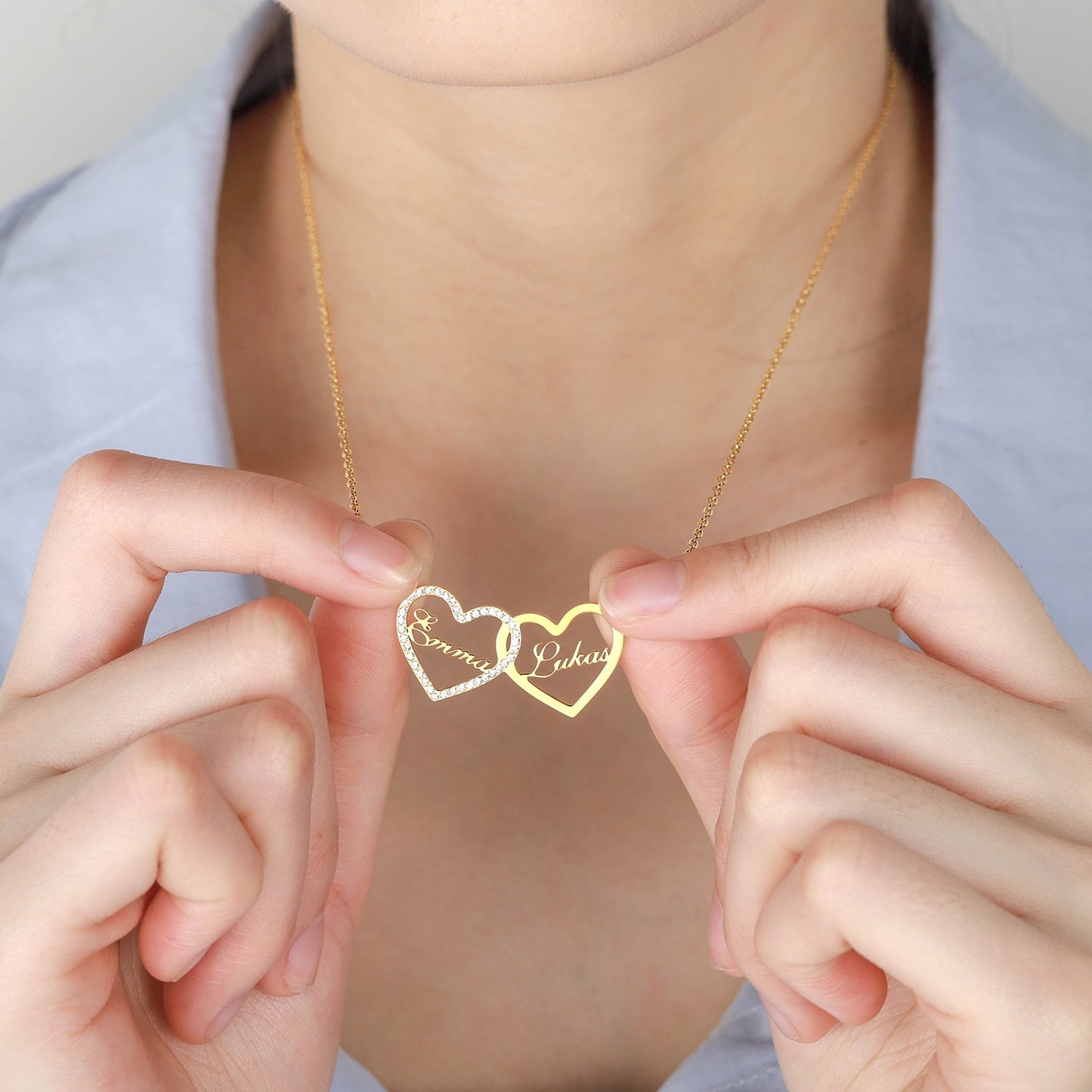 Custom Heart Necklace Personalized Name Necklace Iced Out Choker Custom Crystal Pendant Chain Jewelry For Women Best Friend Gift