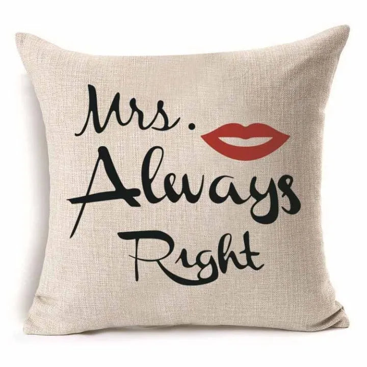 45*45 cm Cotton Linen Cushion Cover Love Mr Mrs Letter Throw Pillow Home Decor Wedding Decoration Decorative Pillowcase 40247