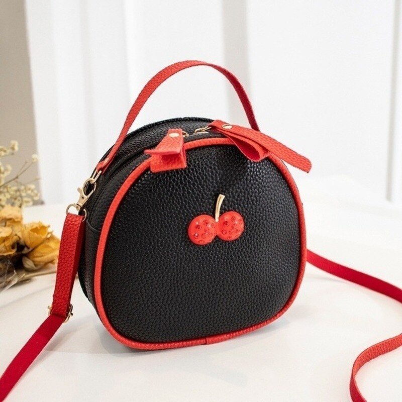 New Ladies Lychee Pattern Hit Color Cherry Small Backpack Simple Cherry Messenger Shoulder Bag Mini Handbag