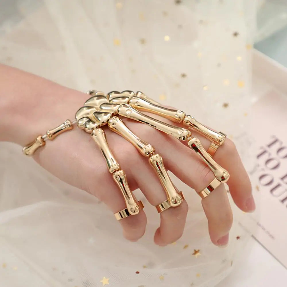 Halloween Bracelet For Women Gothic Punk Hand Skull Skeleton Elasticity Adjustable Bracelet Bangles Femme Party Accessories