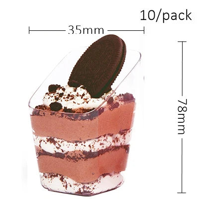 10 Pieces x Home Party Wedding Disposable Plastic Tableware Supplies, 75*62mm/100ml Mini Twisted Dessert Cup