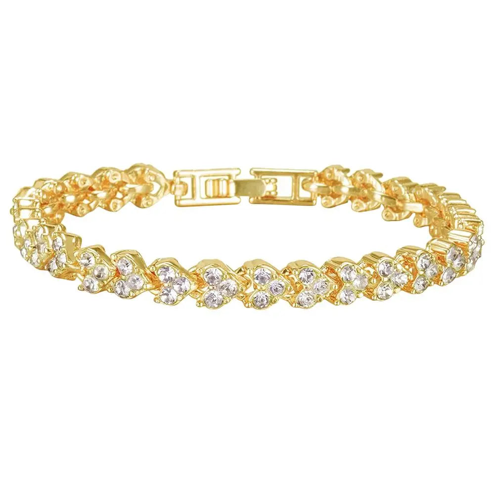 925 Silver Shiny Cubic Zirconia Tennis Bracelet Bangle For Women Wedding Fashion Jewelry Wholesale Birthday pink gold