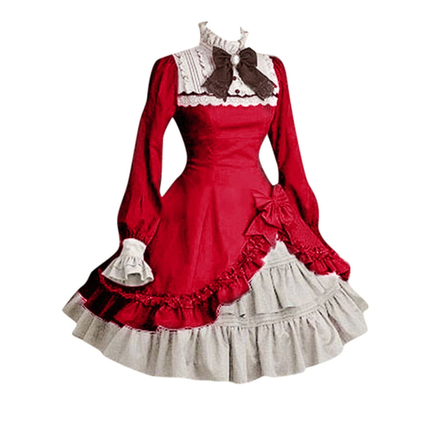 Gothic Lolita Dress For Women Cute Girls Lovely Maid Dress Vintage Ruffles Lace Medieval Elegant Party Dresses Cosplay Costume