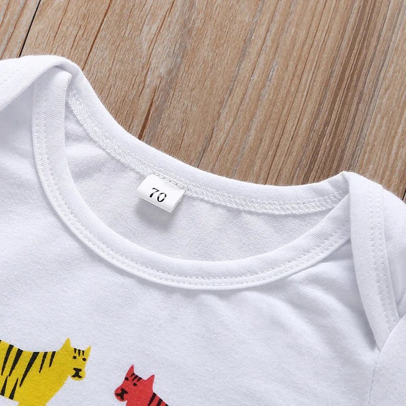 Infant Baby Boy Clothing Set 2020 Fall Fashion Animal Tops Romper+Tiger Printed Pants+Hat 3PCS Newborn Baby Girl Clothing Sets