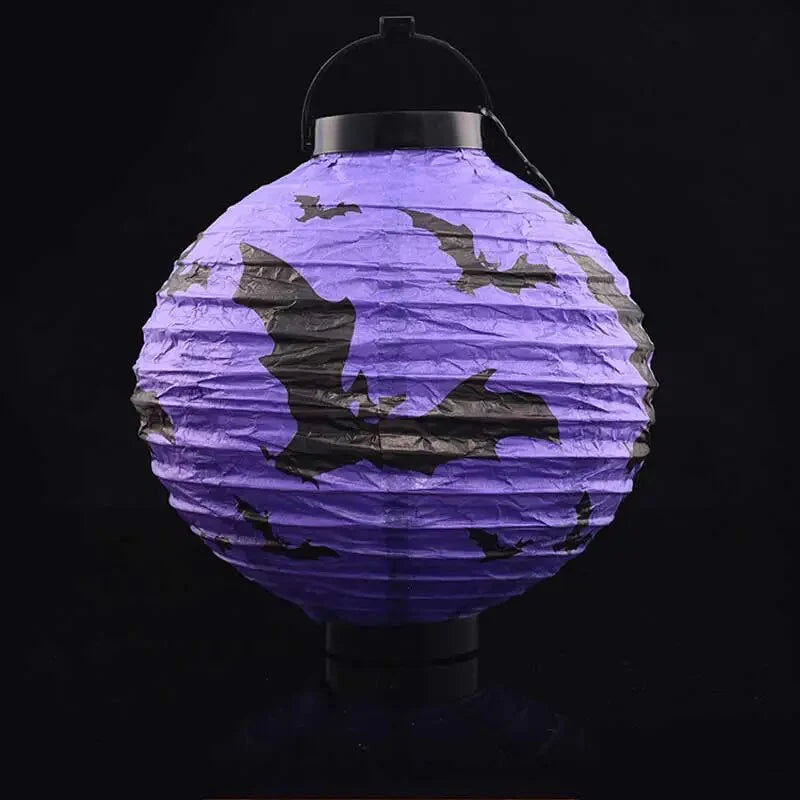 1pc Pumpkin Light Bat Spider Black Paper Orange White Hanging Lantern Halloween DIY Halloween Supplies