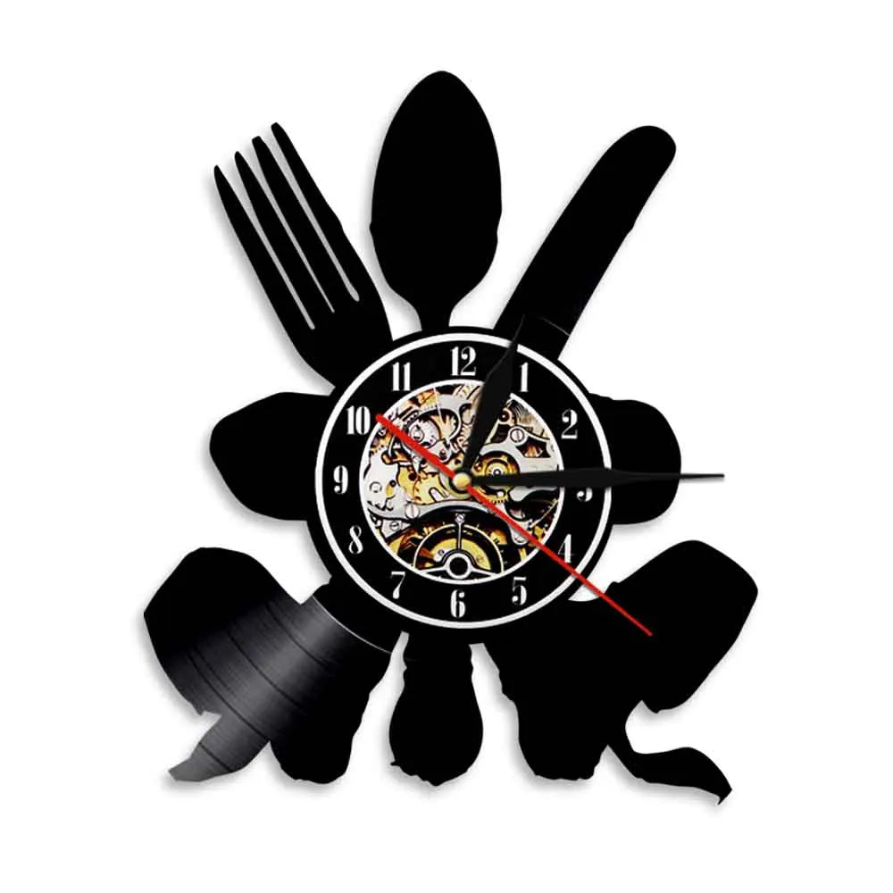 The Kitchen The Heart Of The Home Inspired Vinyl Record Clock, Modern Design Wall Decor Noiseless.