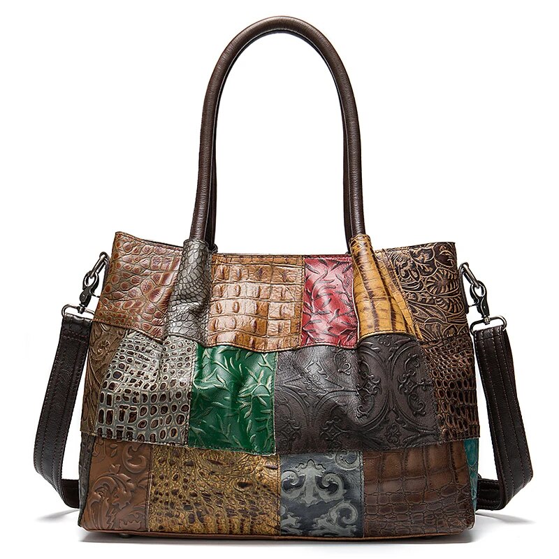 MVA Bag Women's Genuine Leather Handbags Patchwork Women's Shoulder/Crossbody Bags For Women Messenger Bags Leather Casual Tote