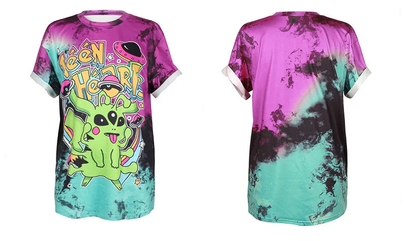 PLstar Cosmos 2019 Summer New Women T Shirt Fashion Punk Tops STAY WEIRD Printing Loose Short Sleeve Streetwear Hip Hop tshirt