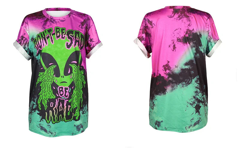 PLstar Cosmos 2019 Summer New Women T Shirt Fashion Punk Tops STAY WEIRD Printing Loose Short Sleeve Streetwear Hip Hop tshirt