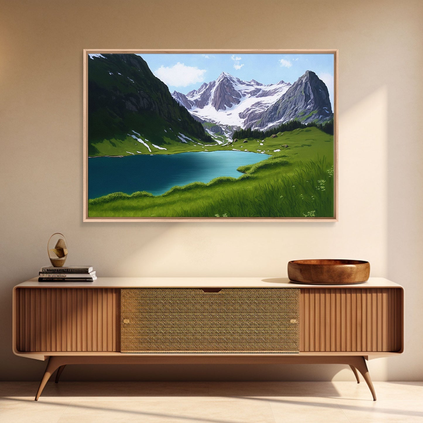 Calm and Serene Landscape Painting, Framed Canvas  Print, Canvas Art, Framed wall decor, living room wall art