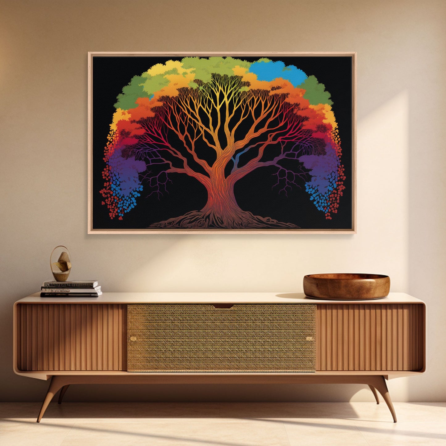 Rainbow Tree of Life, Framed Canvas Print