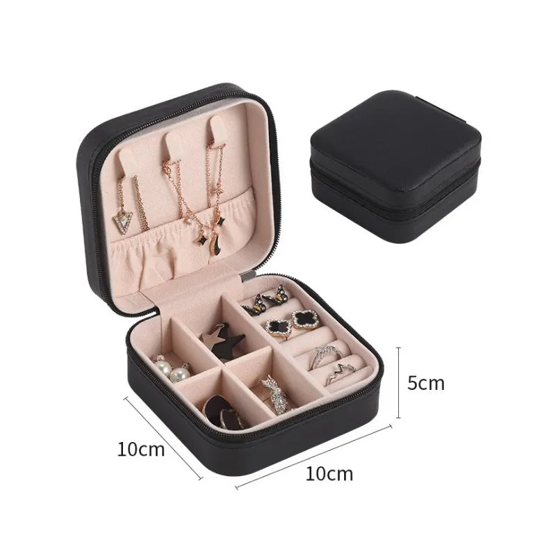 2022 Portable Jewelry Box Jewelry Organizer Display Travel Jewelry Case Boxes Button Leather Storage Zipper Jewelers Joyero