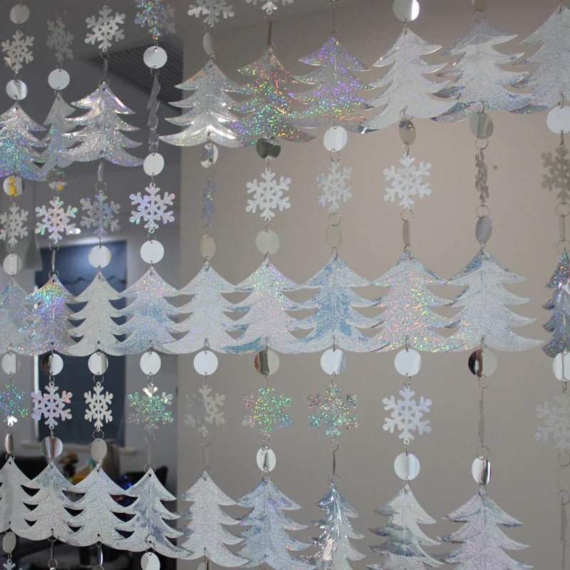 Christmas Decoration Home Curtain Snowflakes Laser sequins PVC Glitter Door Curtain Christmas tree Ornaments