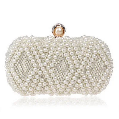 SEKUSA Beded women evening bags diamonds shell lady small day clutches party dinner wedding bridal hollow pearl handbags purse