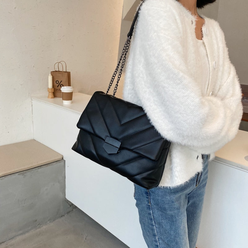 Embroidery Thread Small PU Leather Crossbody Bags For Women 2021 Trend Hand Bag Women's Branded Trending Shoulder Handbags