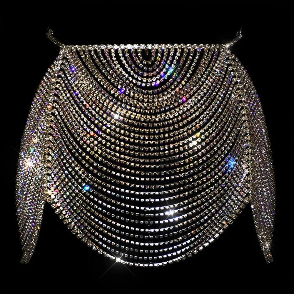 Stonefans Lingerie Shoulder Chain and Dress Bra Strap Necklace Wedding Rhinestone for Women Set Sexy Beach Bikini Jewelry Thong