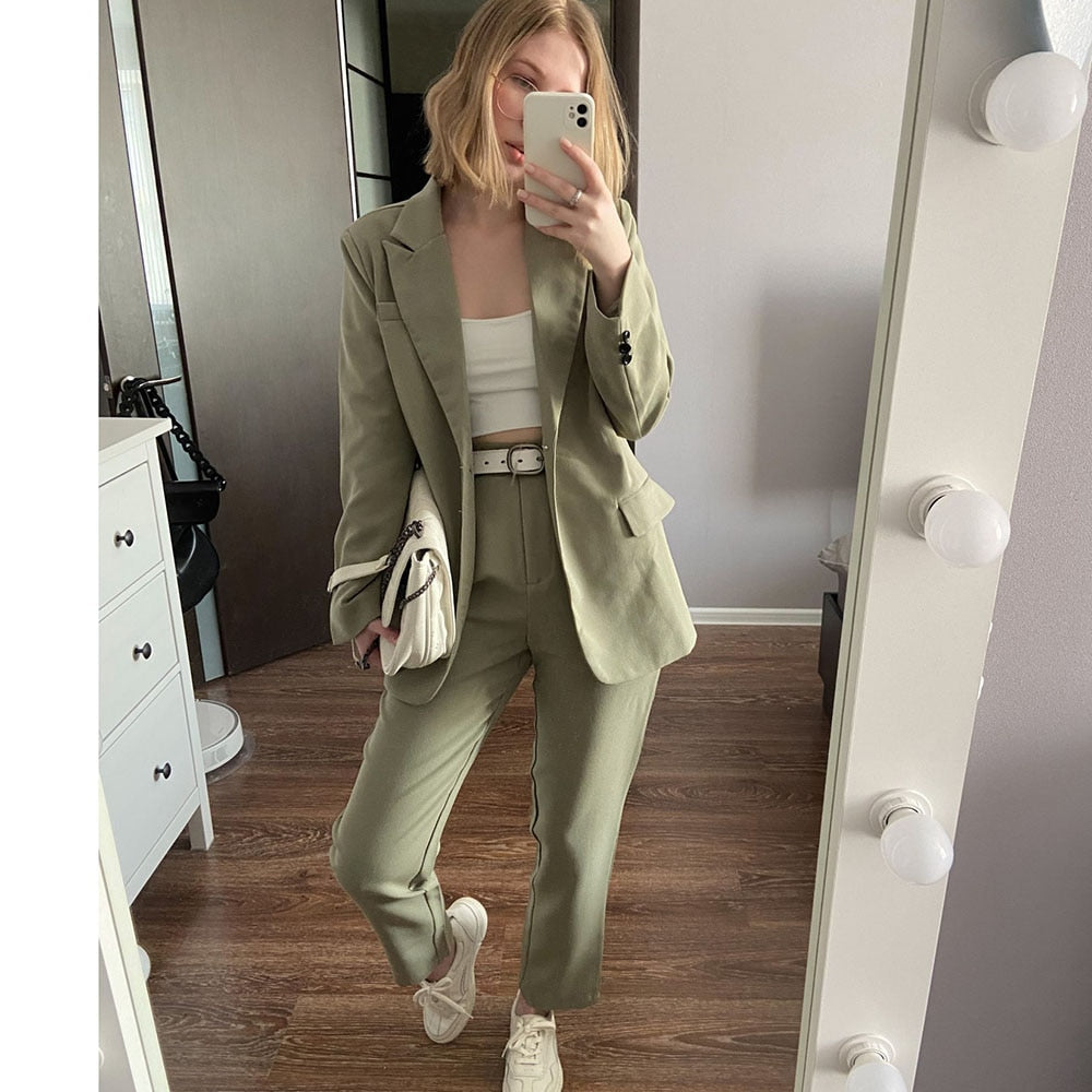 EtherealBe Blue Tailored office wear pantsuit for women