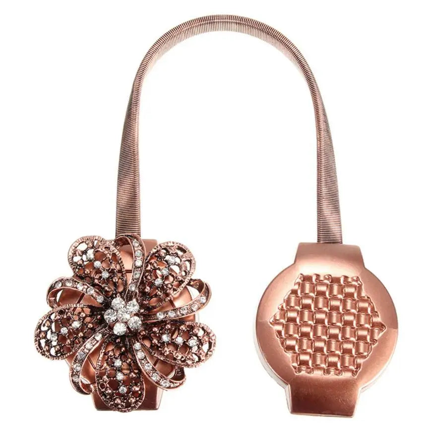Magnetic Rope Curtains Tieback Europe Style Crystal Flower Retractable Curtain Clips Cortinas Holdbacks Tiebacks For Home Decor