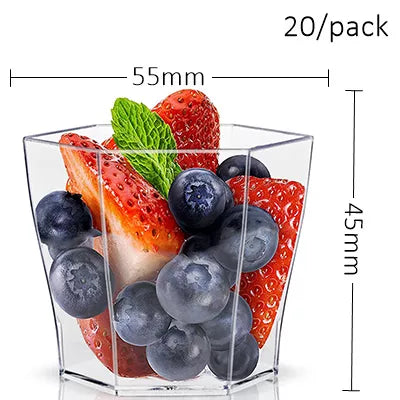 20 Pieces x Home Party Disposable Plastic Tableware Supplies, 70*44mm/60ml Petal Dessert Cake Bowl