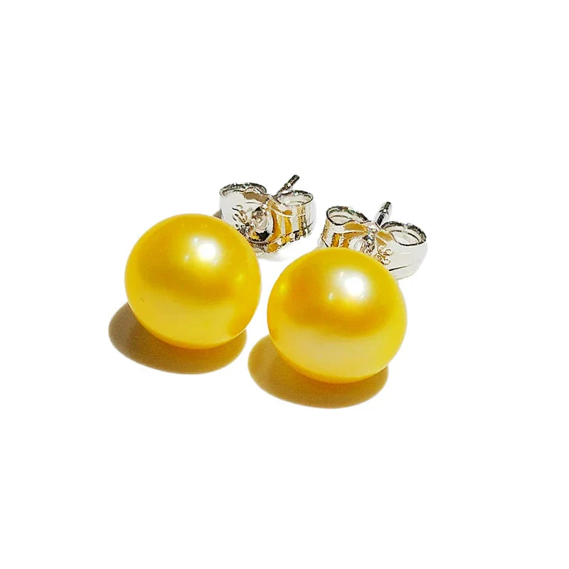 925 Sterling Silver Stud Pearl Earring 7-8mm High Luster White Pink Blue Pearl Earrings for Valentine's day Mother's Day Gift