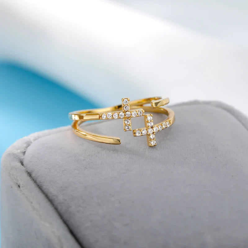 Cross Rings for Women Adjustable Gothic Cubic Zirconia Ring 2022 Trend Fashion Aesthetic Jewelry Wedding Band Gift anillos mujer