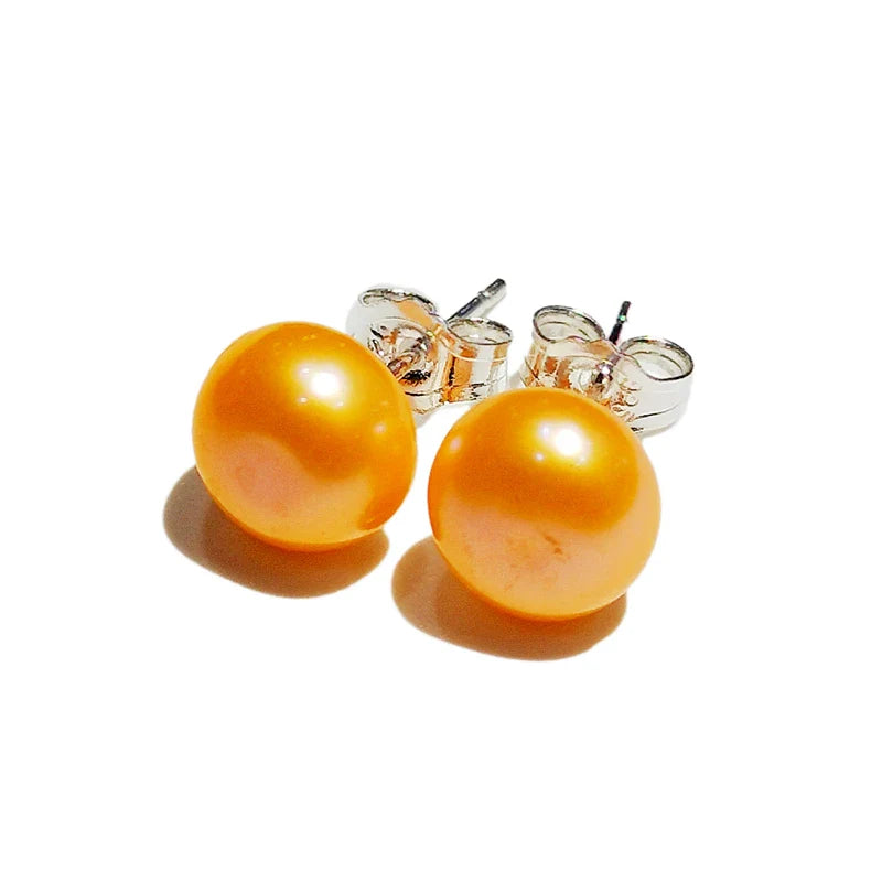 925 Sterling Silver Stud Pearl Earring 7-8mm High Luster White Pink Blue Pearl Earrings for Valentine's day Mother's Day Gift