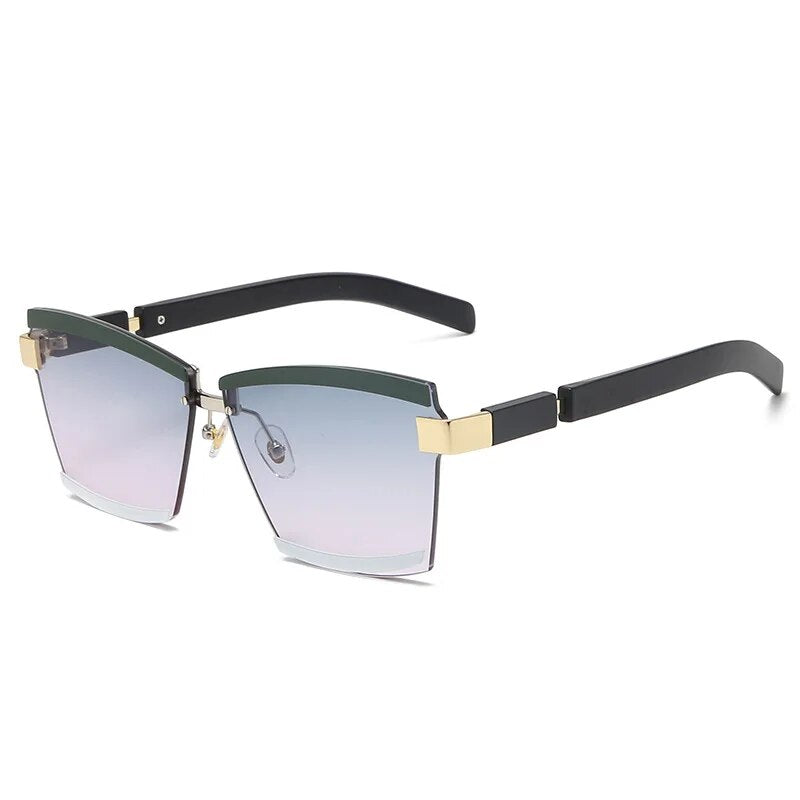 Rimless Luxury Sunglasses Square Men Women Fashion Shades UV400 Vintage Glasses Lady Brand Designer Gradient Shades Eyeglasses