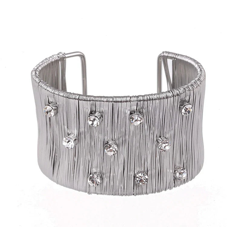 Exaggerated Wire Mesh Open Wide Bracelet Ins Small Fashion Net Red Metal Bracelet Women's Jewelry Charm Bracelets for Women