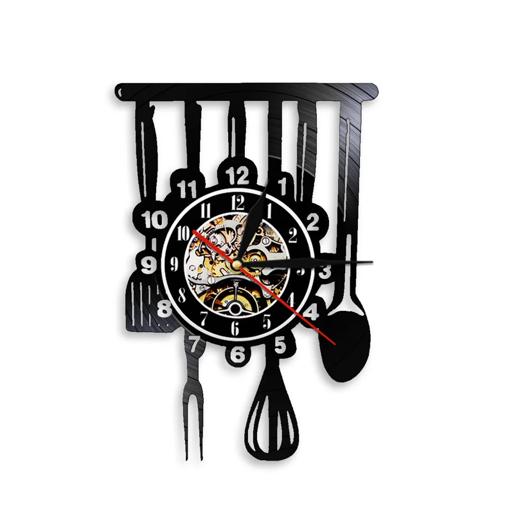 The Kitchen The Heart Of The Home Inspired Vinyl Record Clock, Modern Design Wall Decor Noiseless.