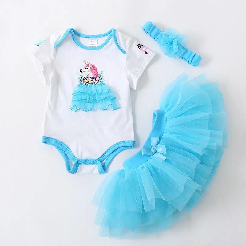 Fashion Newborn Baby Girl Clothes Short Romper,Tutu Skirt & Headband 3 PC Suits Infant Toddler Zebra Summer Girls Clothing Sets