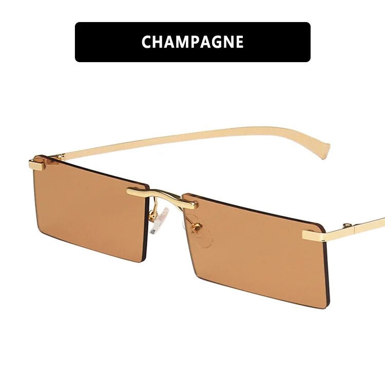 Rimless Rectangle Women's Sunglasses 2023 Luxury Brand Desigb Tinted Lens Sun Glasses Fashion Square Eyewear Shades for Female