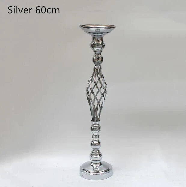 IMUWEN Creative Hollow Gold/ Silver Metal Candle Holder Wedding Table Centerpiece Flower Vase Rack Home Hotel Road Lead Decor