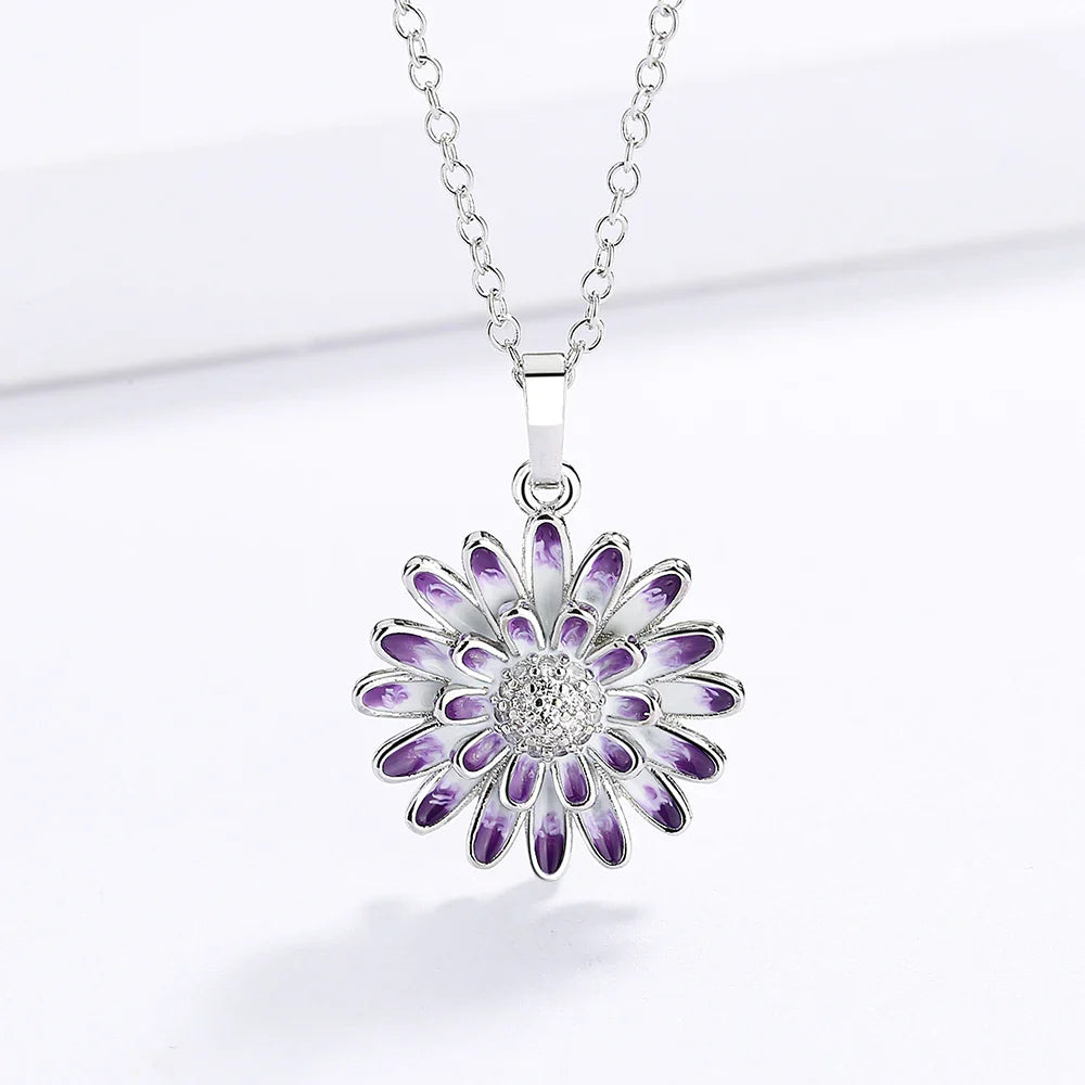 2024 New Women's Jewelry Set Exquisite Handmade Flower Earrings Necklace Ring 925 Silver Handmade Enamel Flower Jewelry
