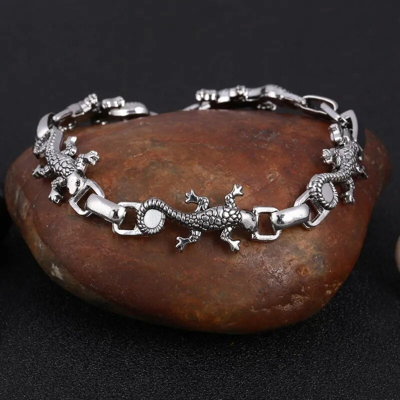 Black Fire Dragon Beads Bracelets Men Vintage Halloween Jewelry Alloy Metal Bracelets&Bangles Homme Drop Shipping