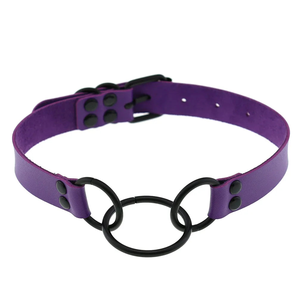 Emo Purple Goth Punk Leather Choker Necklaces Women Men Harajuku Black Rivet Metal Chian Necklace Halloween Cosplay Y2K Jewelry