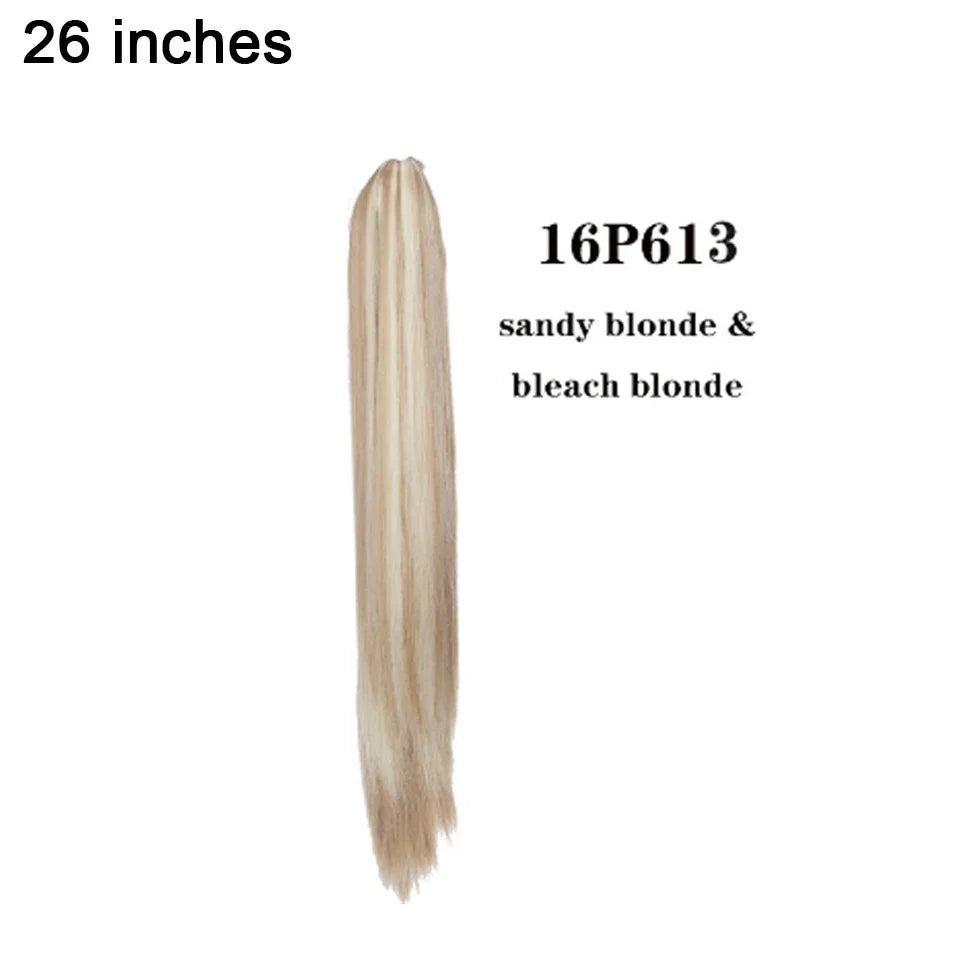 BENEHAIR Fake Ponytail Claw On Ponytail Long Wavy Clip In Hair Extension Hair Synthetic Hairpiece For Women Pony Tail Fake Hair