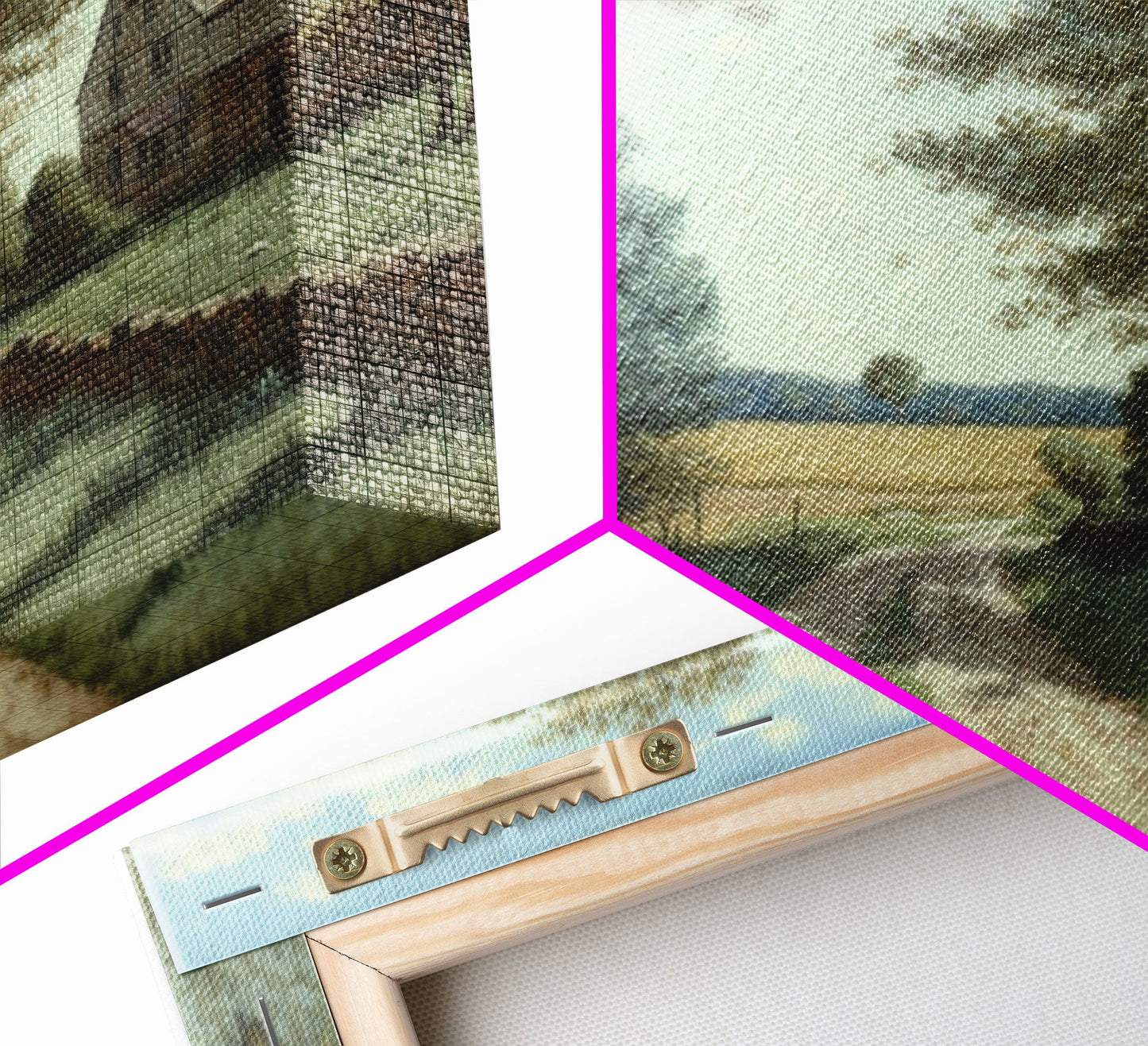 Cottage Oil Painting Framed Canvas Print | Rustic Wall Art | Vintage Muted Print | Farmhouse | Boho Style | Minimalist