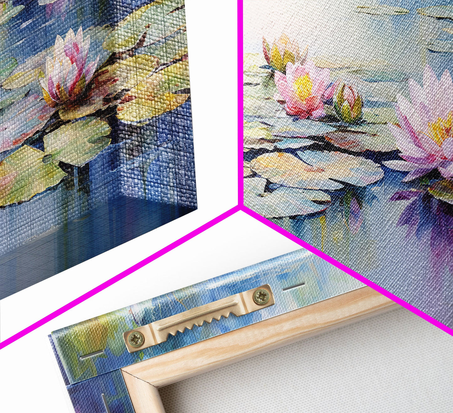 Lake Wall Art, Water Lily Art, Lotus Wall Print, Canvas Print, Wall Art, 3 Piece Wall Art, Home Wall Decor, Country Home Decor, Ranch Decor