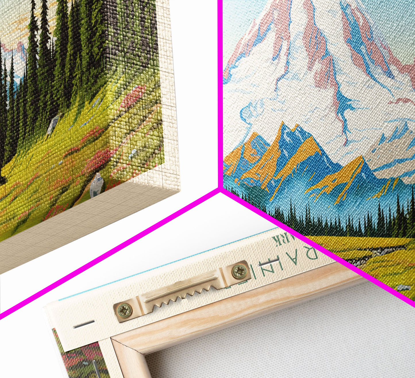 Mount Rainier National Park Panoramic Washington Travel Art, National Park Print, Minimalist Travel Art, Midcentury Modern Style Landscape