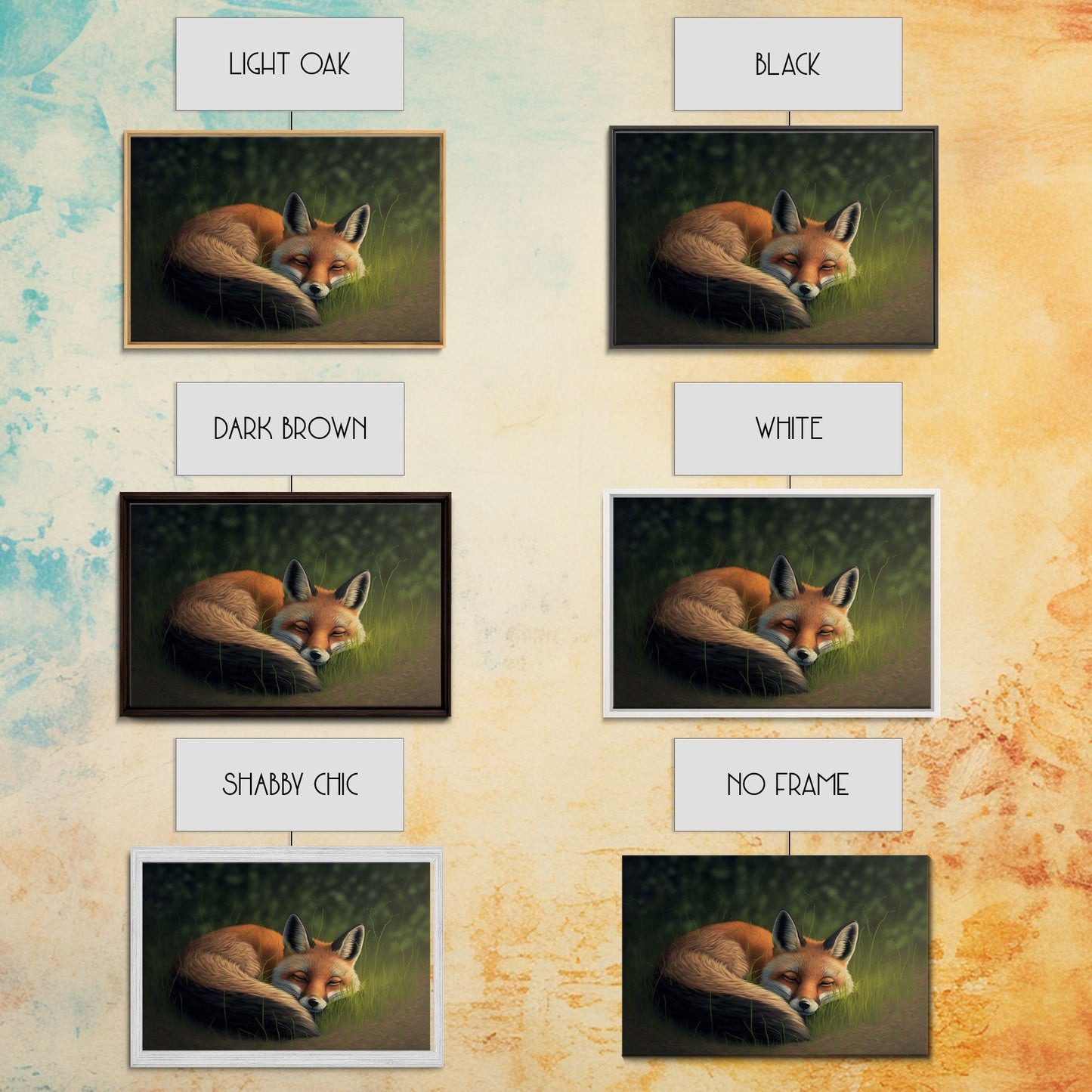 Cute Sleeping fox Framed Canvas Wall Art, Canvas Print Decor for Home & Office Decoration Canvas Ready to Hang