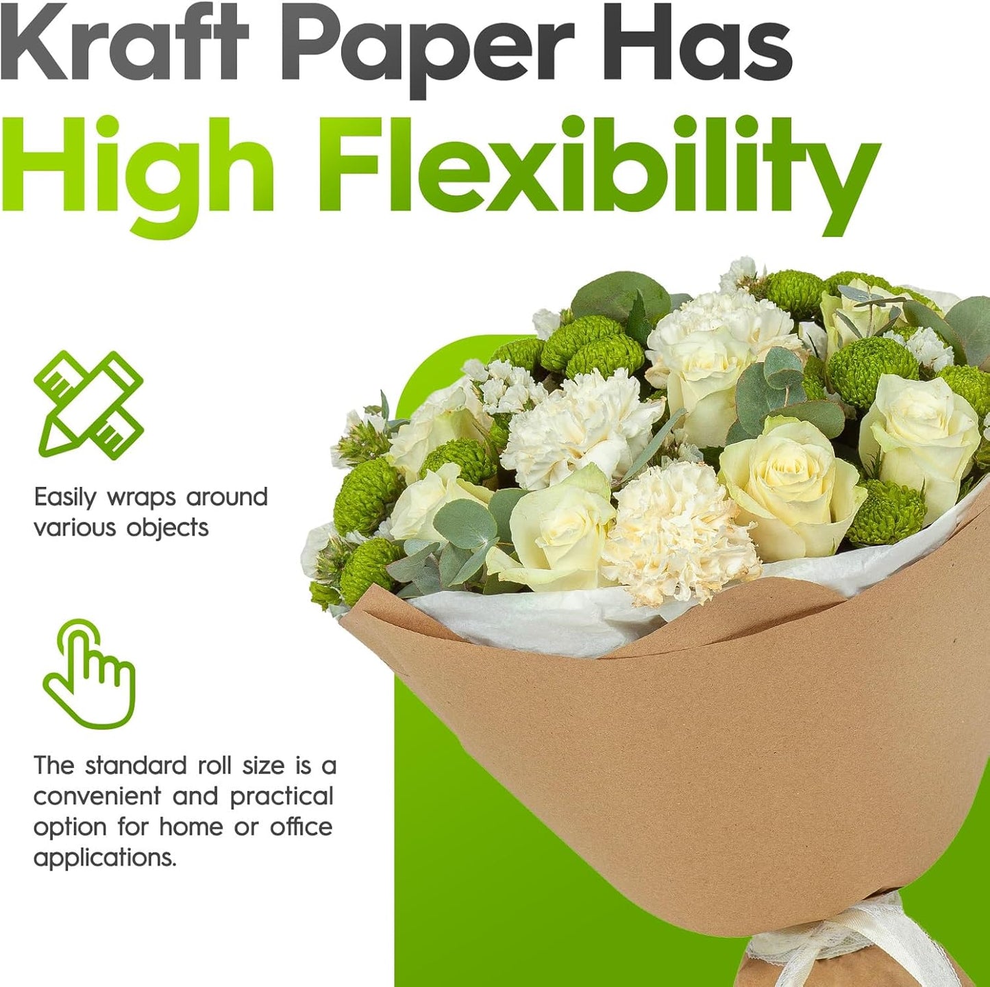17.5 Inch x100ft Brown Kraft Paper Roll Craft Wrapping Paper | 16 Roll Wholesale