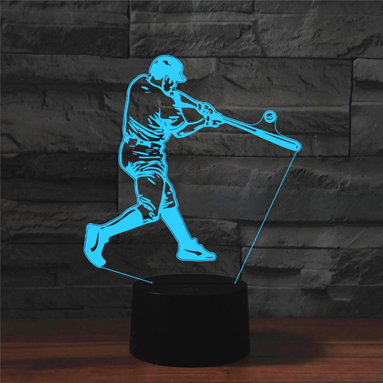 Playing Baseball Shape 3D Colorful LED Vision Light Table Lamp, USB Touch Version, USB Touch Version