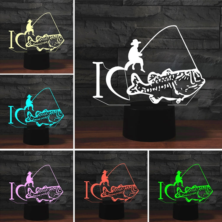 Fishing Shape 3D Colorful LED Vision Light Table Lamp, USB & Battery Version, USB & Battery Version