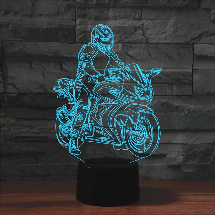 Motorcycle Shape 3D Colorful LED Vision Light Table Lamp, Charging Touch Version, Charging Touch Version