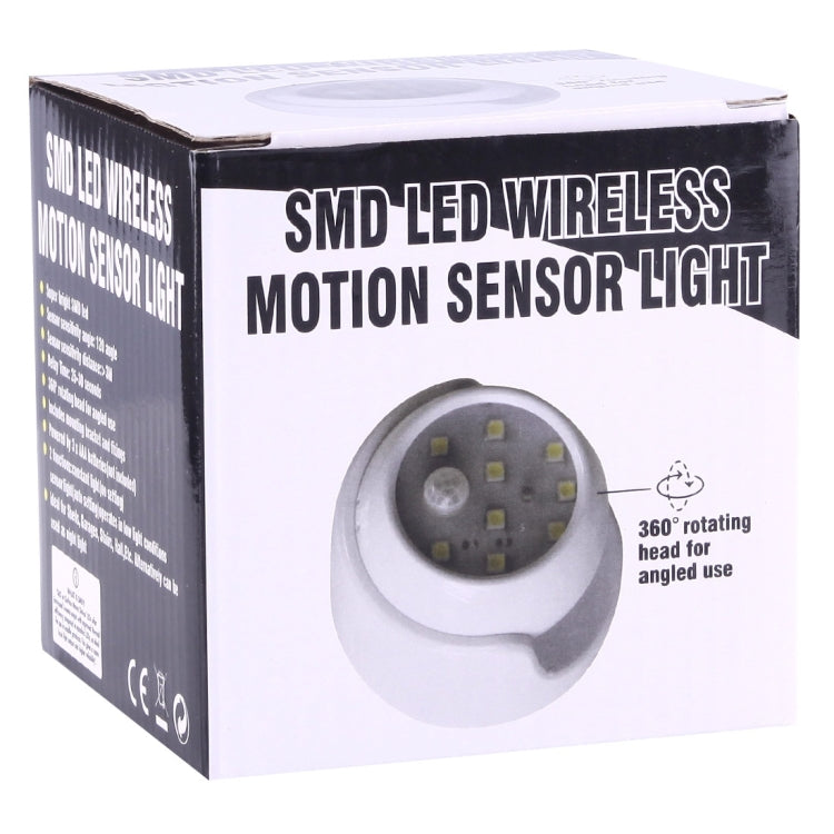 9 LEDs 240 LM 6000K 360 Degrees Rotation Wireless Motion Sensor Wardrobe Light / Night Light / Wall Lamp for bedroom, living room, bathroom, aisle
