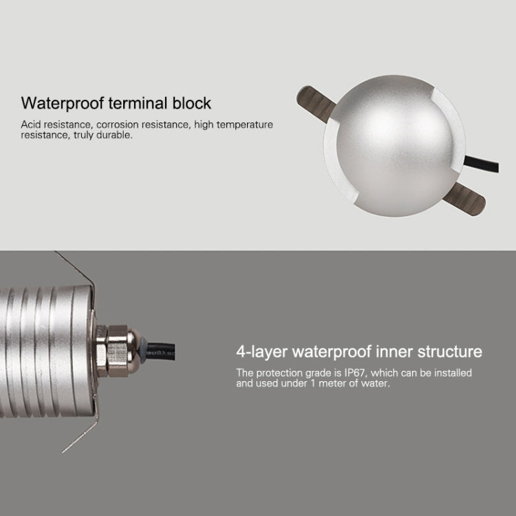 3W LED Embedded Polarized Buried Lamp IP67 Waterproof Turtle Shell Lamp Outdoor Garden Lawn Lamp, Warm Light 3000K Q3 Three-way Light, Warm Light 3000K Q3