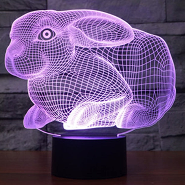 7 Colour Discoloration Creative Visual Stereo Lamp Desk Lamp Night Light, Rabbit Shape
