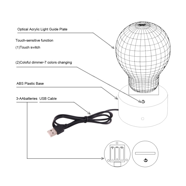 7 Colour Discoloration Creative Visual Stereo Lamp Desk Lamp Night Light, Rabbit Shape