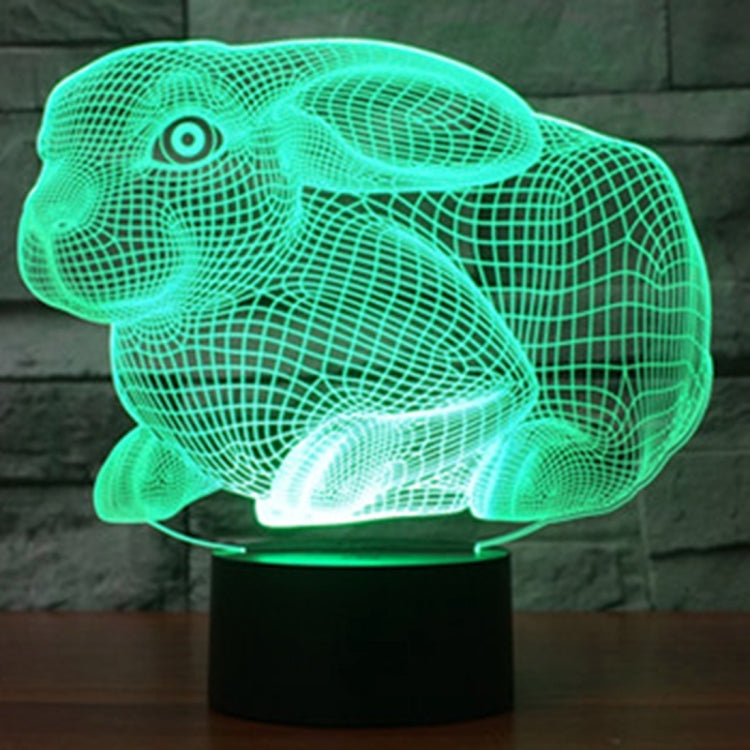 7 Colour Discoloration Creative Visual Stereo Lamp Desk Lamp Night Light, Rabbit Shape