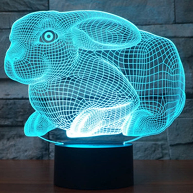 7 Colour Discoloration Creative Visual Stereo Lamp Desk Lamp Night Light, Rabbit Shape